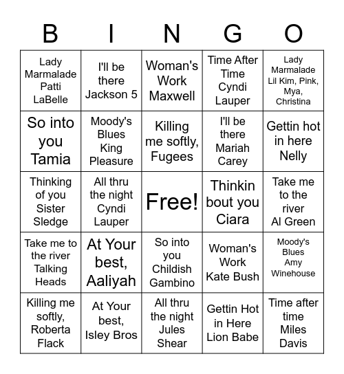 He Said, She Said.  Who sang it better? Bingo Card