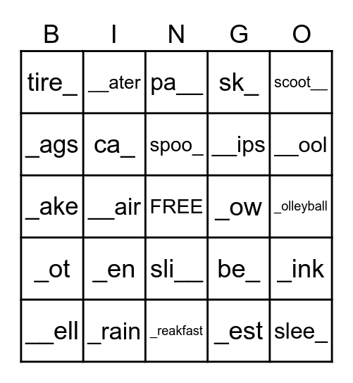 Deletion Bingo Card