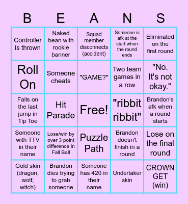 BrandonDotJPEG Fall Guys Bingo Card