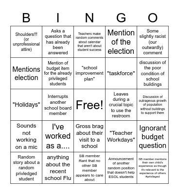 Let's go! Bingo Card