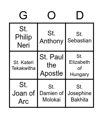 Saint BINGO Card