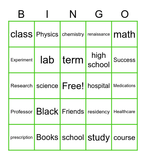 STEM: Health Sciences Bingo Card
