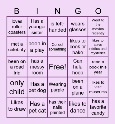 Making Conversation Bingo Card