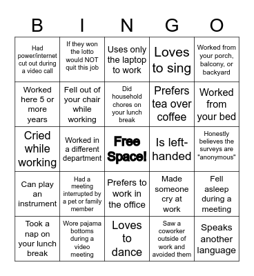 Team Blue Bingo Card