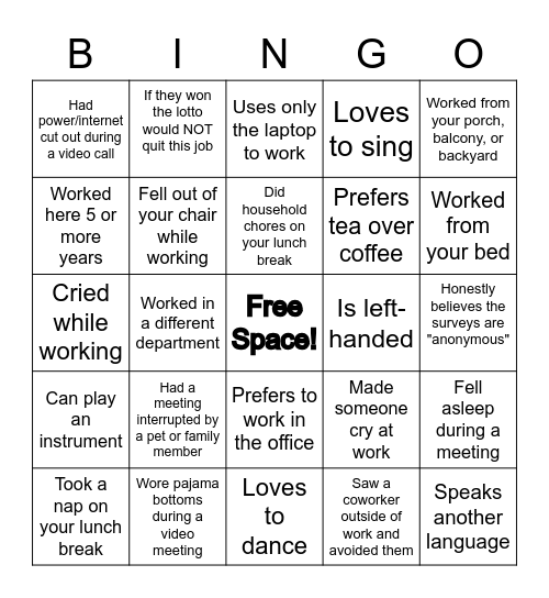 Team Blue Bingo Card