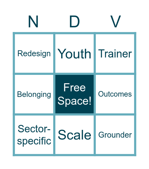 New Door Ventures Bingo Card