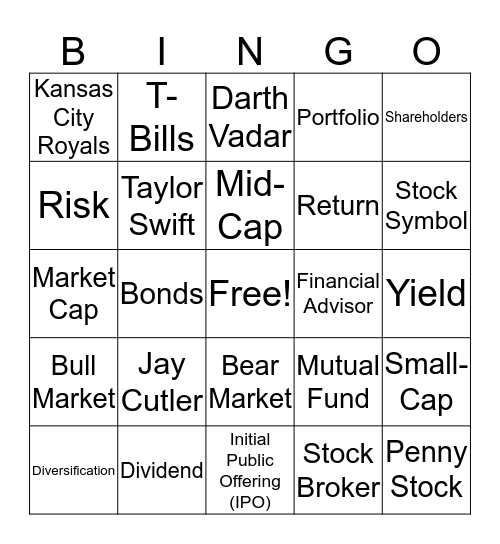 Stock Market Bingo Card