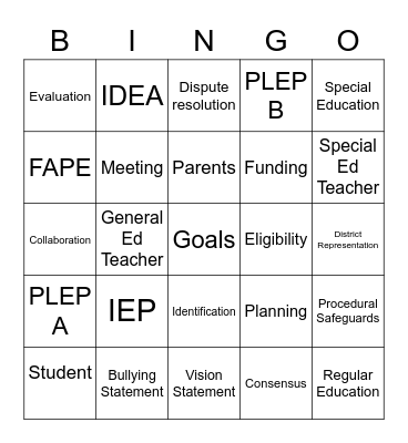 Better IEPS Bingo Card