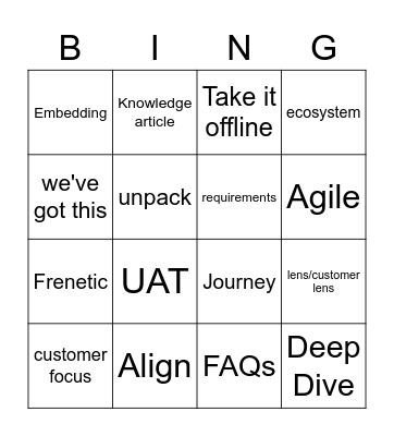 Buzz Word Bingo!! Bingo Card