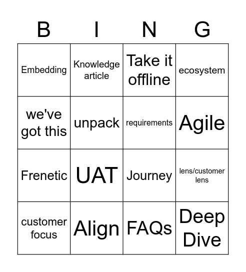 Buzz Word Bingo!! Bingo Card