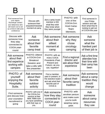 COCAcon 2022 Bingo Card