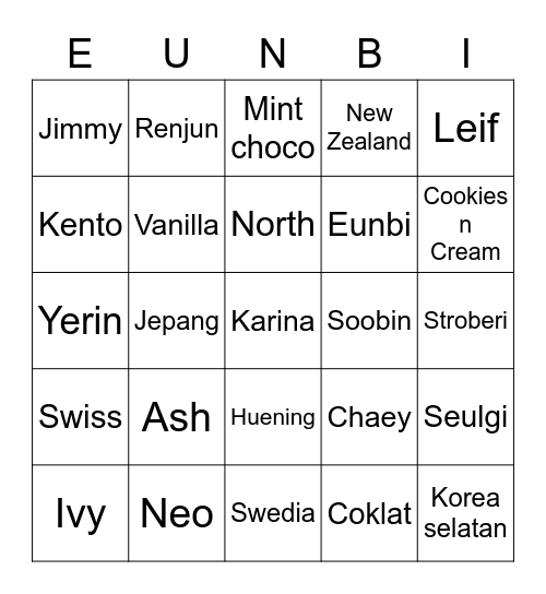BINGO WITH P'JIM Bingo Card