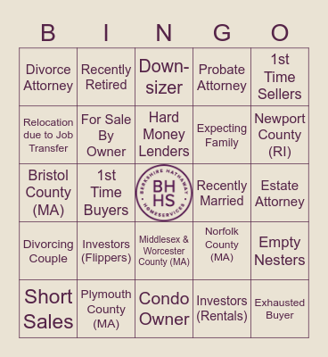 @RealtorTonyMcD BINGO Card