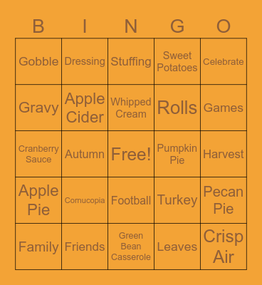 Thanksgiving Bingo Card