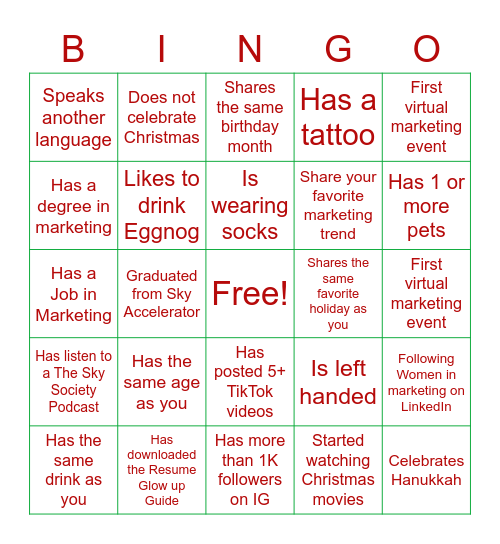 Find Your GalPal Bingo Card