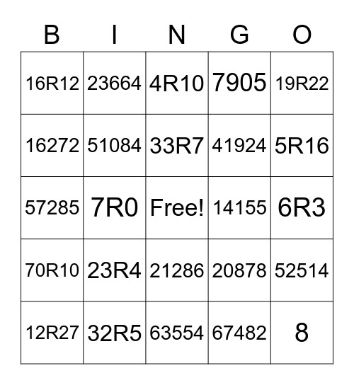 Multi-digit Multiplication & Division Bingo! Bingo Card