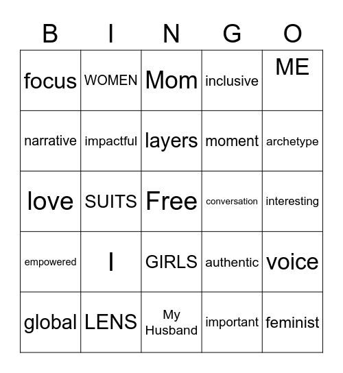 Joanne P Bingo Card