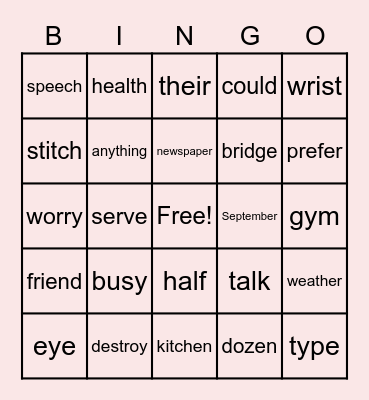 AAS 4 Steps 1-15 Words Bingo Card