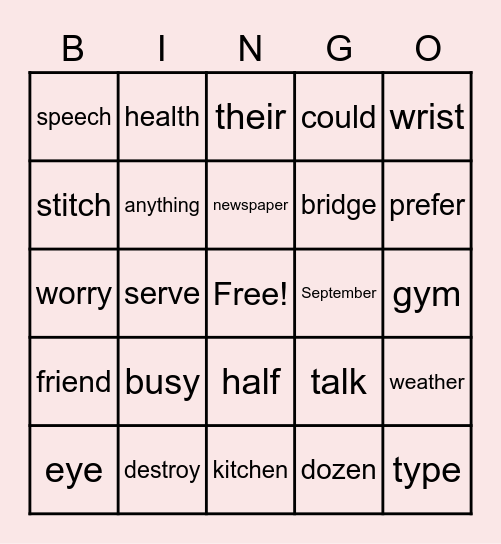AAS 4 Steps 1-15 Words Bingo Card