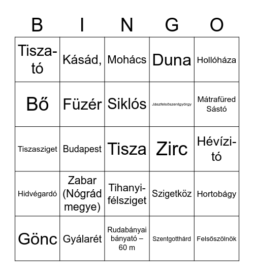 Magyarország legjei Bingo Card