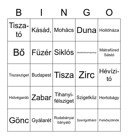 Magyarország lenjei Bingo Card