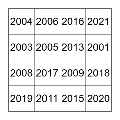 Years Bingo Card