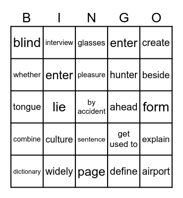 111-1 G9 L4 Vocab Bingo Card