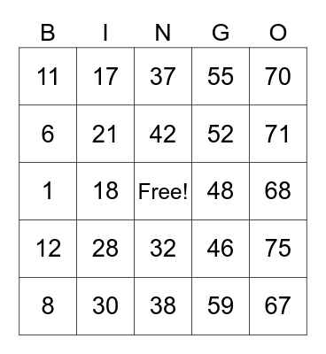 Finance & Accounting BINGO Game Bingo Card