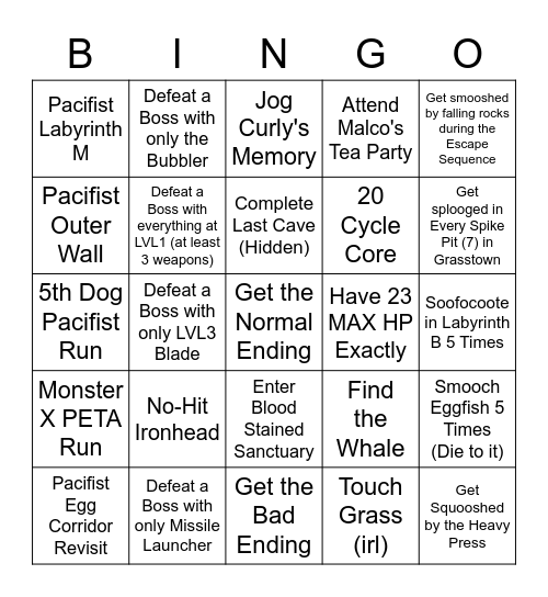 Cave Story Bingo v1 Bingo Card