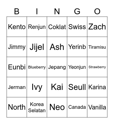 Jchyeonx Bingo Card