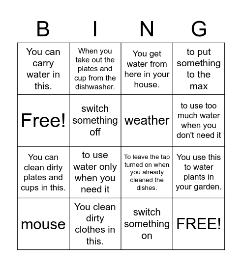 Bingo unit 9 Bingo Card