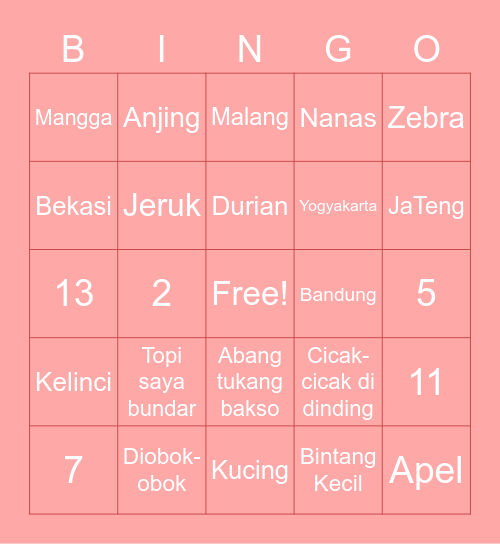 @seoyeof Bingo Card