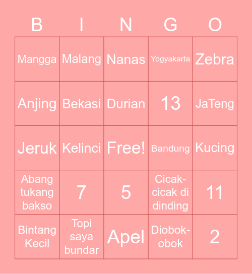 @seoyeof Bingo Card