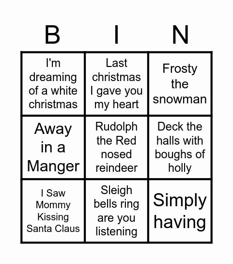 CHRISTMAS CARERS Bingo Card