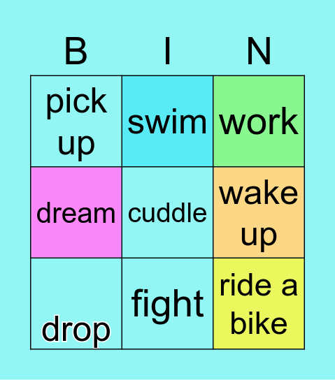 Verbs Bingo Card