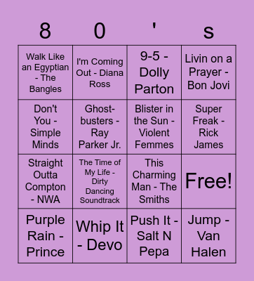80's Bingo Card