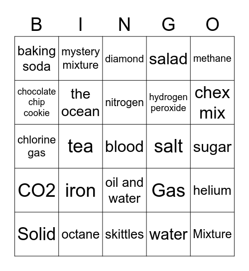 Science Bingo Card