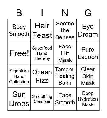 Tropic Bingo Card