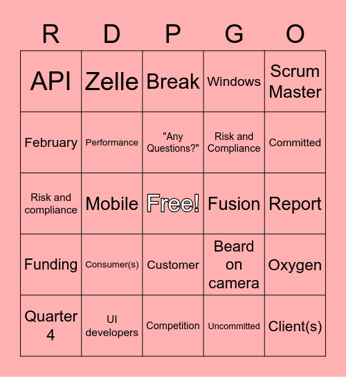 RDPGO PI5 DAY 1 (game 2) Bingo Card