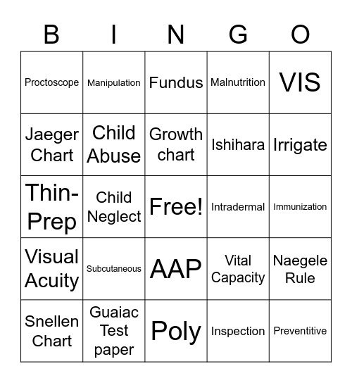 UHA BINGO Card