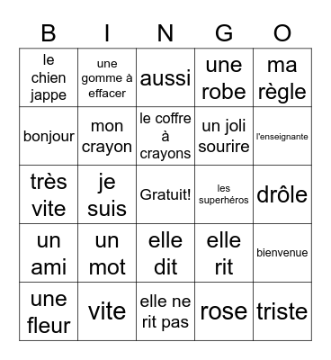 Une Super Rentrée Bingo Card