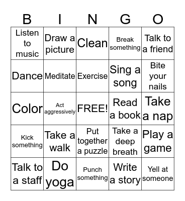 Coping Skills BINGO Card