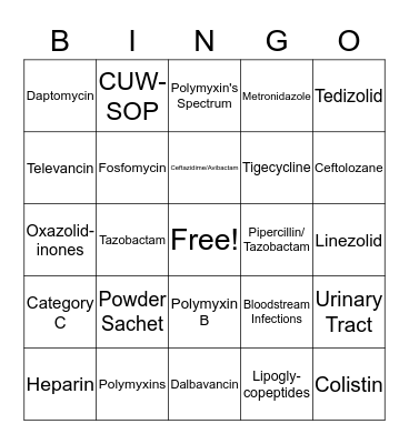 Alphabet Soup: A Review of Antibiotics Bingo Card