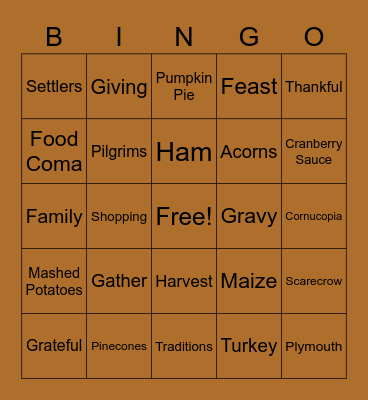Thanksgiving Bingo Card