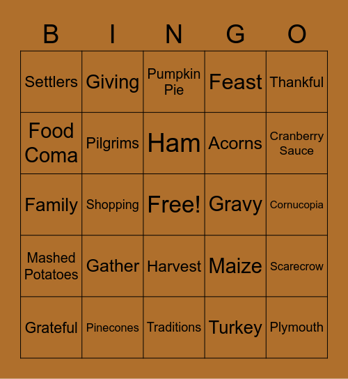 Thanksgiving Bingo Card
