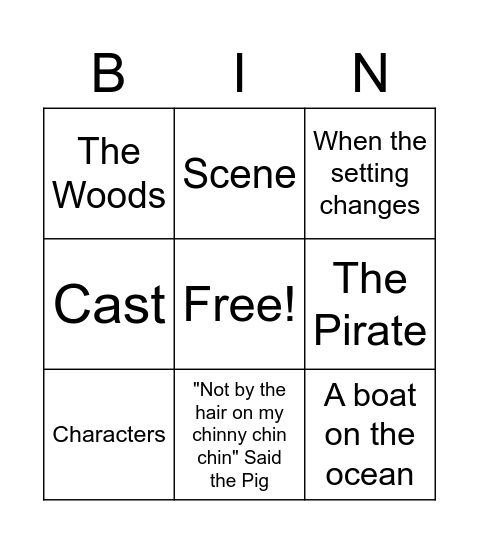 Elements of a Drama Bingo Card