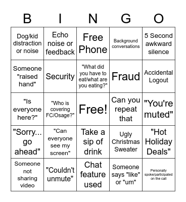 Conference Call Bingo Card