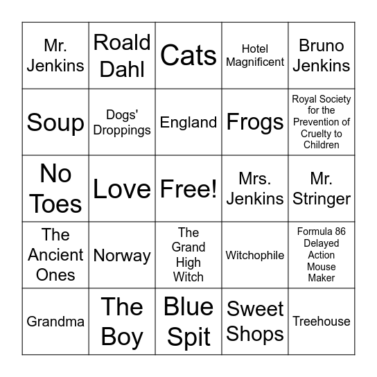 The Witches Bingo Card