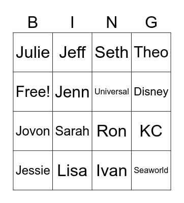 No Power Bingo Card