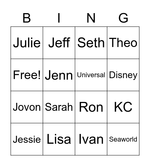 No Power Bingo Card